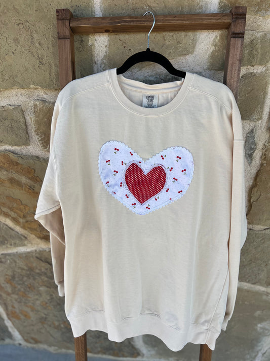 Cherry Heart Patch Sweater